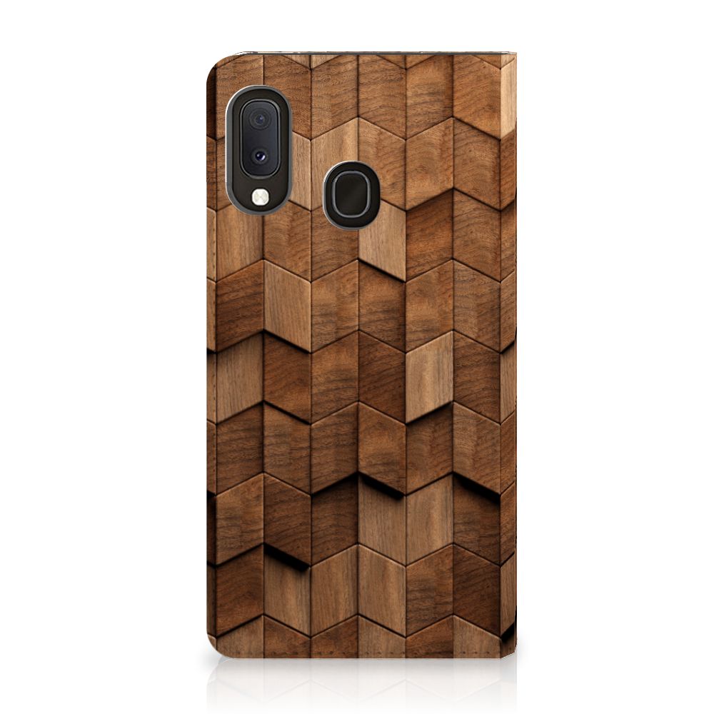 Book Wallet Case voor Samsung Galaxy A20e Wooden Cubes