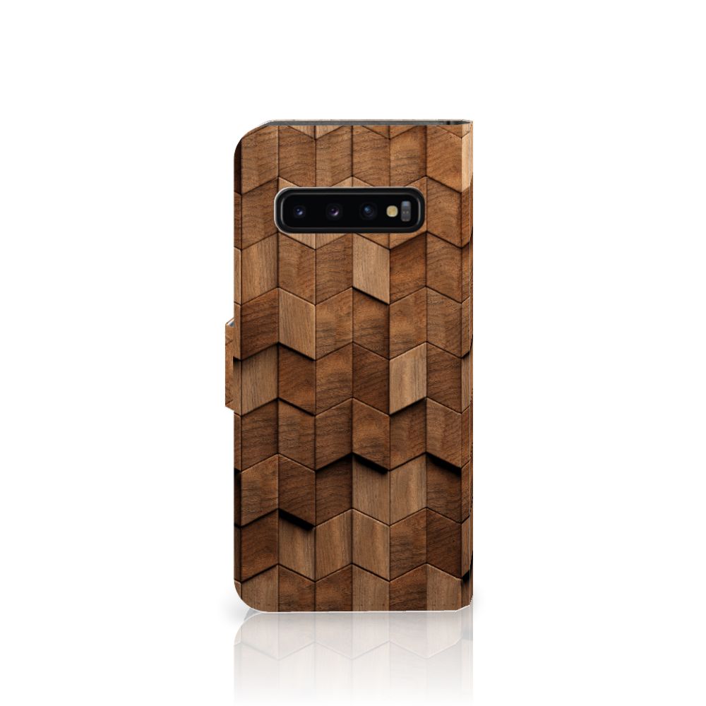 Book Style Case voor Samsung Galaxy S10 Wooden Cubes