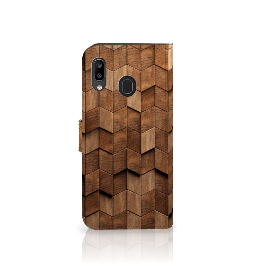 Book Style Case voor Samsung Galaxy A30 Wooden Cubes