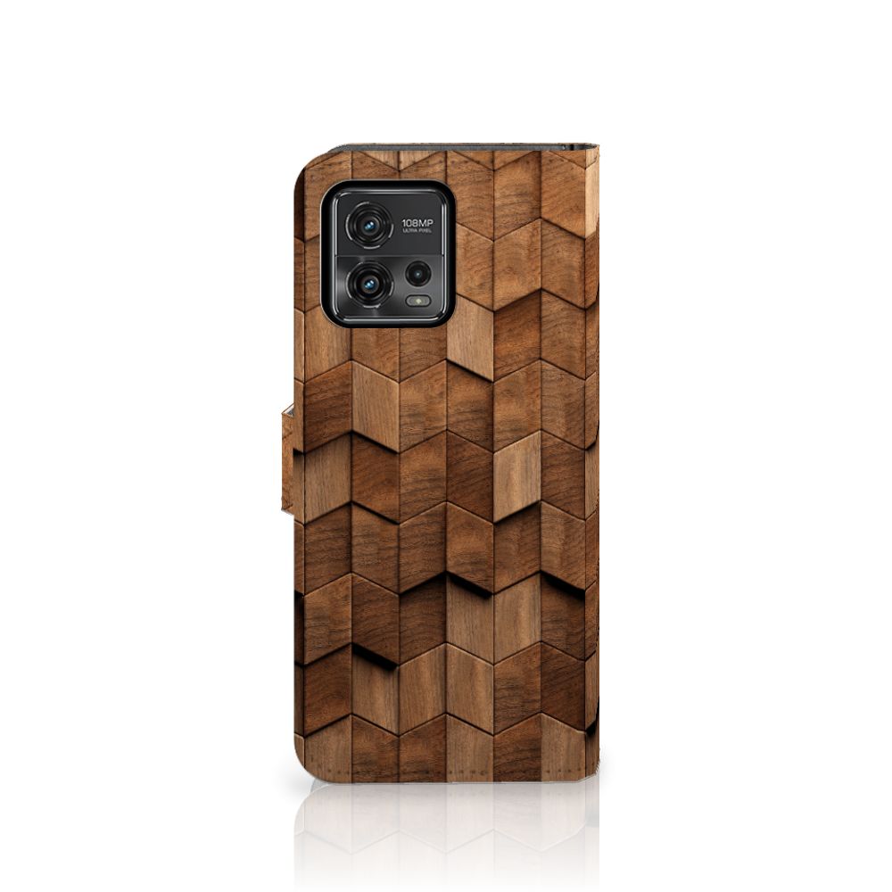 Book Style Case voor Motorola Moto G72 Wooden Cubes