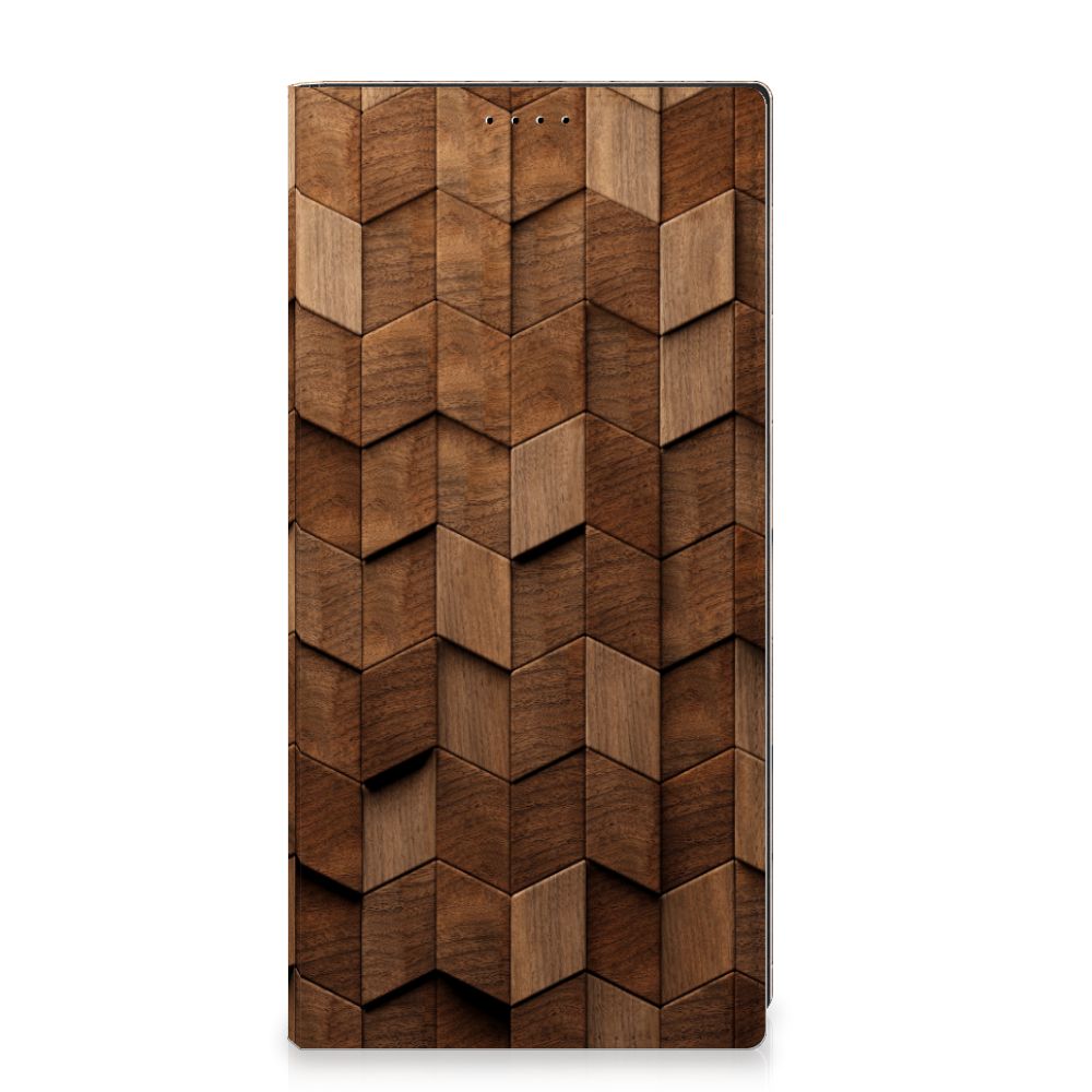 Book Wallet Case voor Samsung Galaxy S23 Ultra Wooden Cubes
