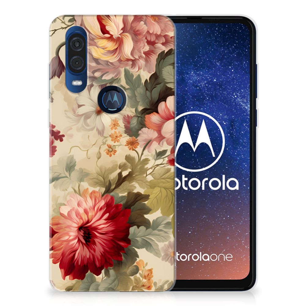 TPU Case voor Motorola One Vision Bloemen