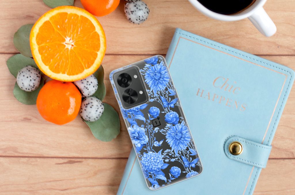 TPU Case voor OnePlus Nord 2T Flowers Blue