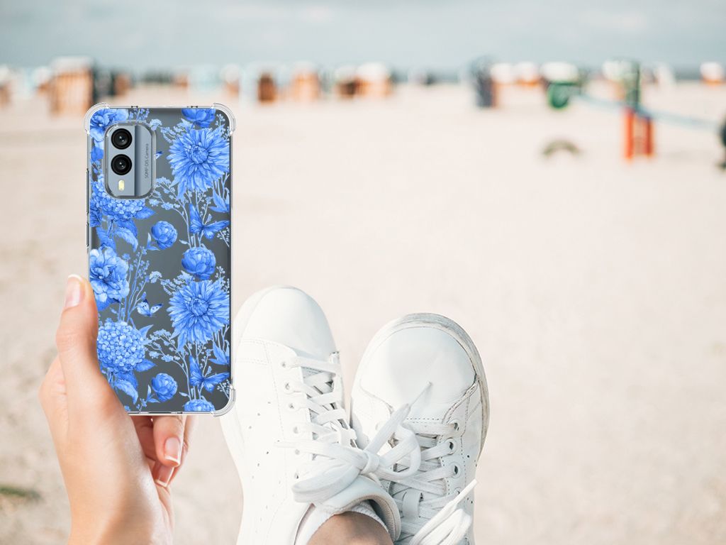 Case voor Nokia X30 Flowers Blue