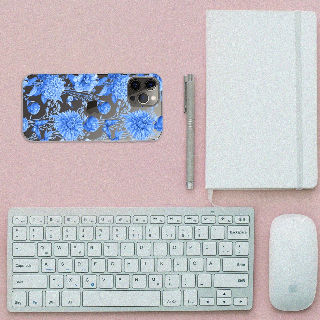 TPU Case voor iPhone 12 Pro Max Flowers Blue
