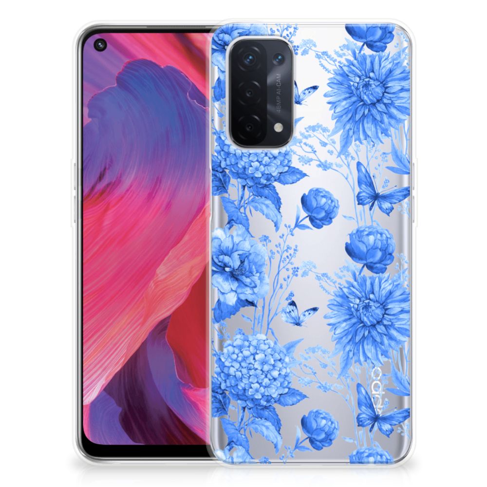 TPU Case voor OPPO A74 5G | A54 5G Flowers Blue
