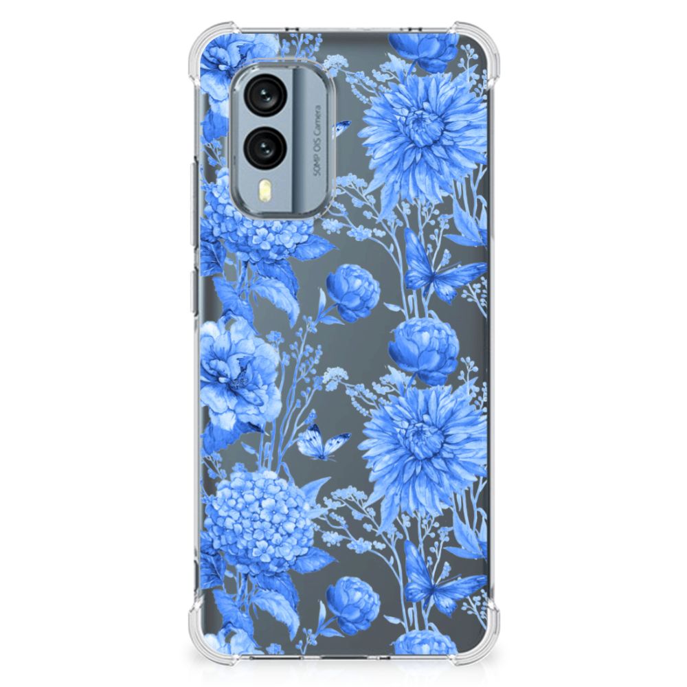 Case voor Nokia X30 Flowers Blue