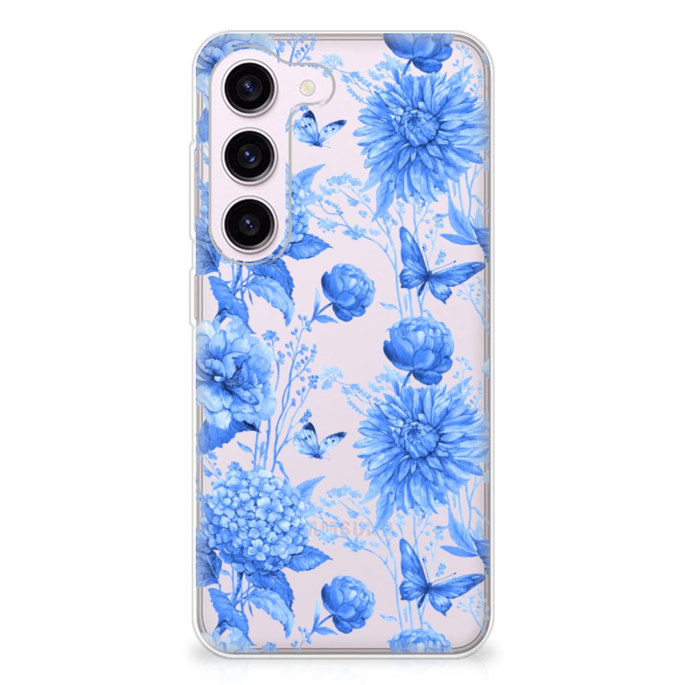 TPU Case voor Samsung Galaxy S23 Flowers Blue