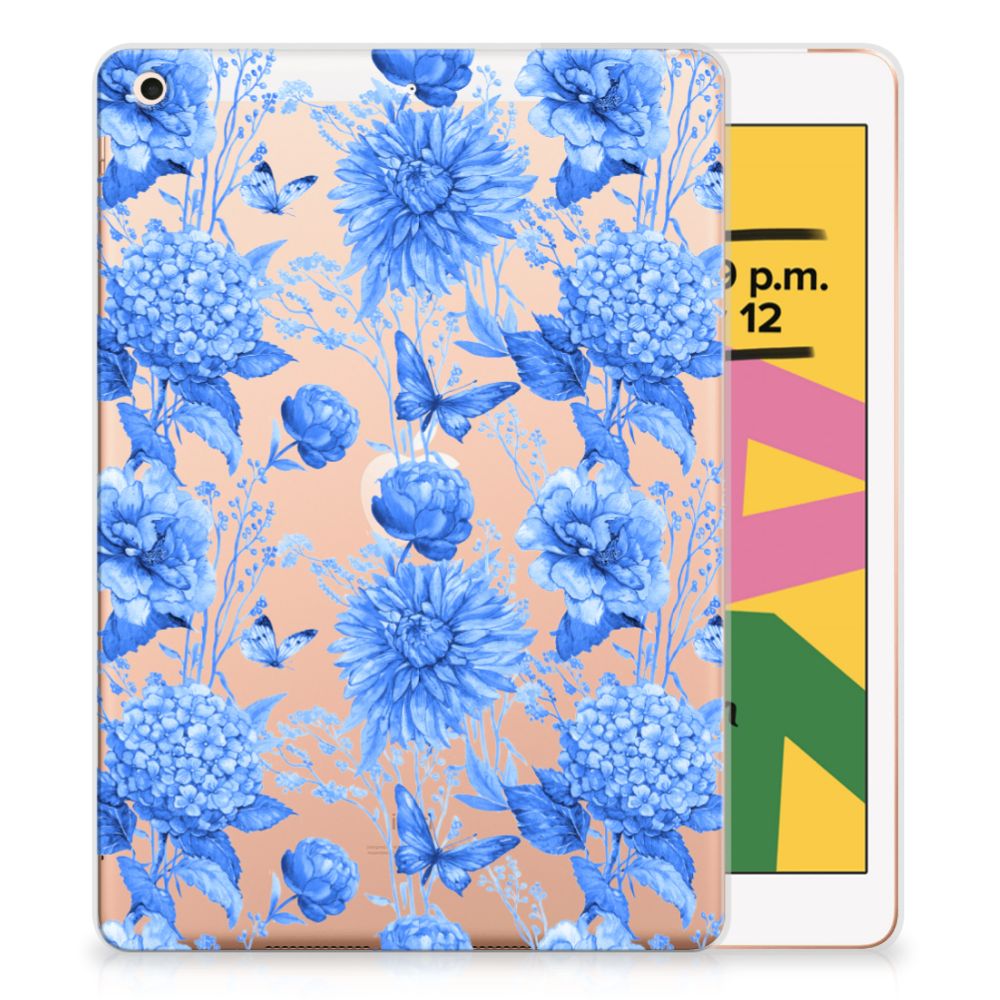 Siliconen Hoesje voor Apple iPad 10.2 | iPad 10.2 (2020) | 10.2 (2021) Flowers Blue