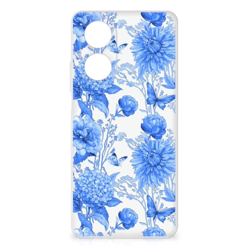 TPU Case voor OPPO A58 4G Flowers Blue