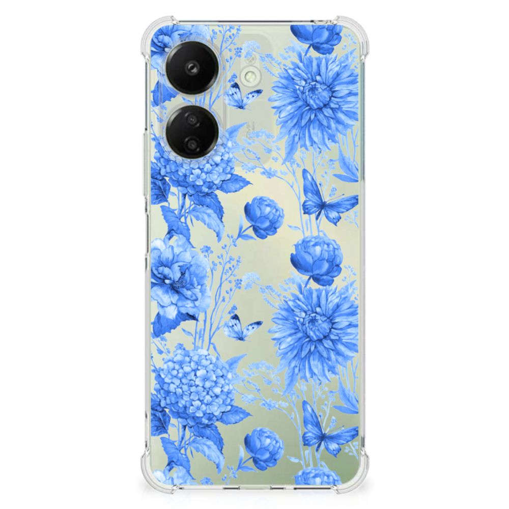 Case voor Xiaomi Redmi 13C 4G Flowers Blue