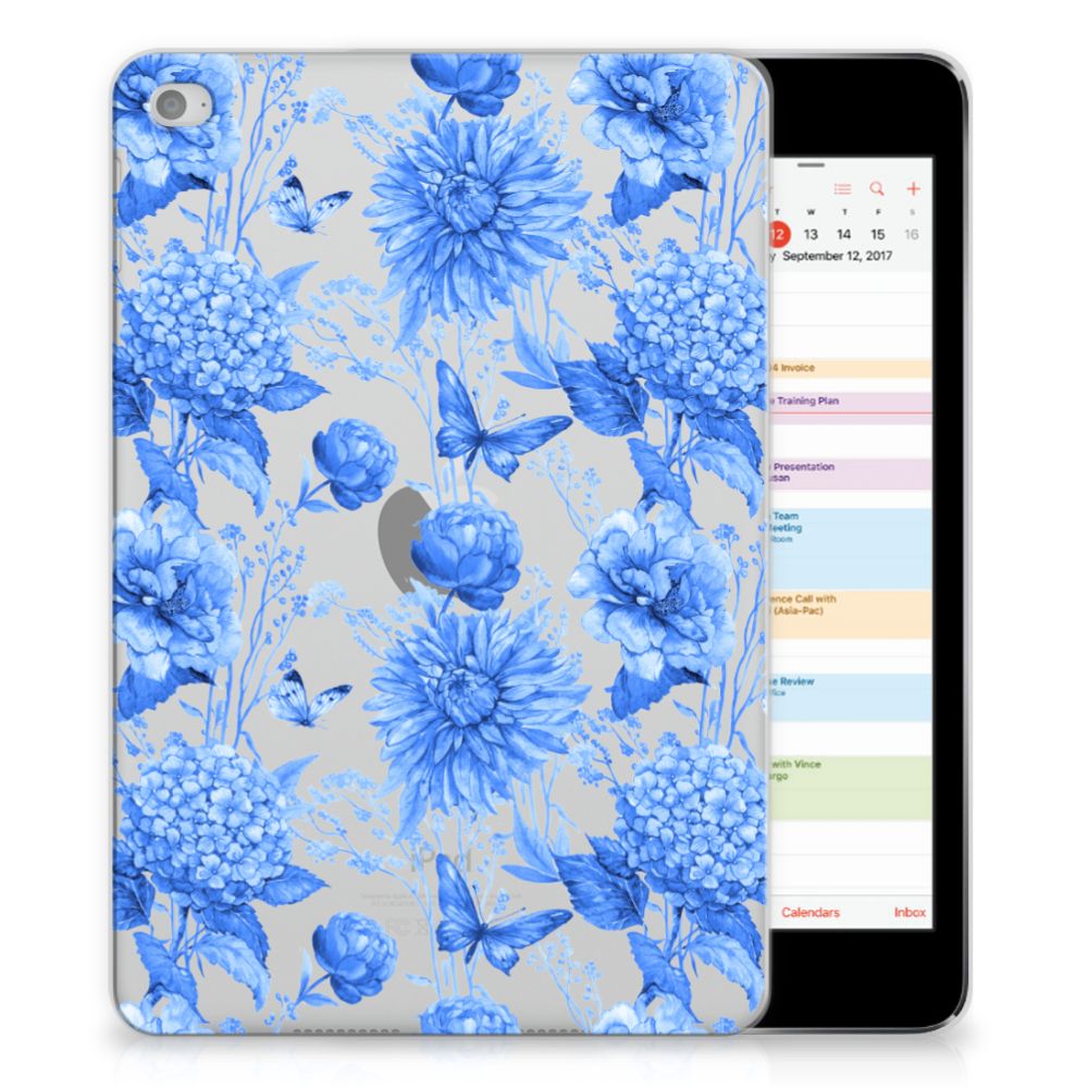 Siliconen Hoesje voor Apple iPad Mini 4 | Mini 5 (2019) Flowers Blue