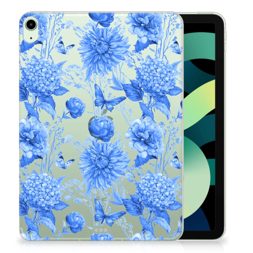 Siliconen Hoesje voor iPad Air (2020-2022) 10.9 inch Flowers Blue
