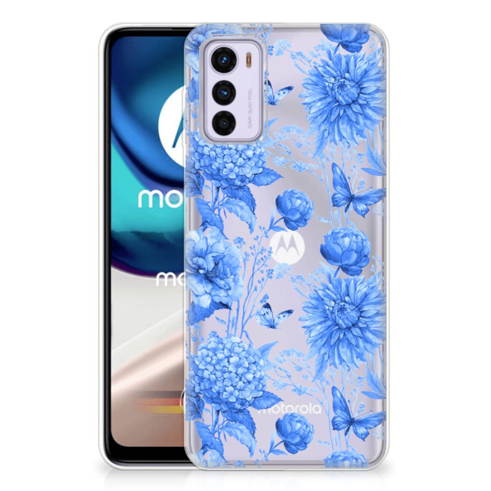 TPU Case voor Motorola Moto G42 Flowers Blue