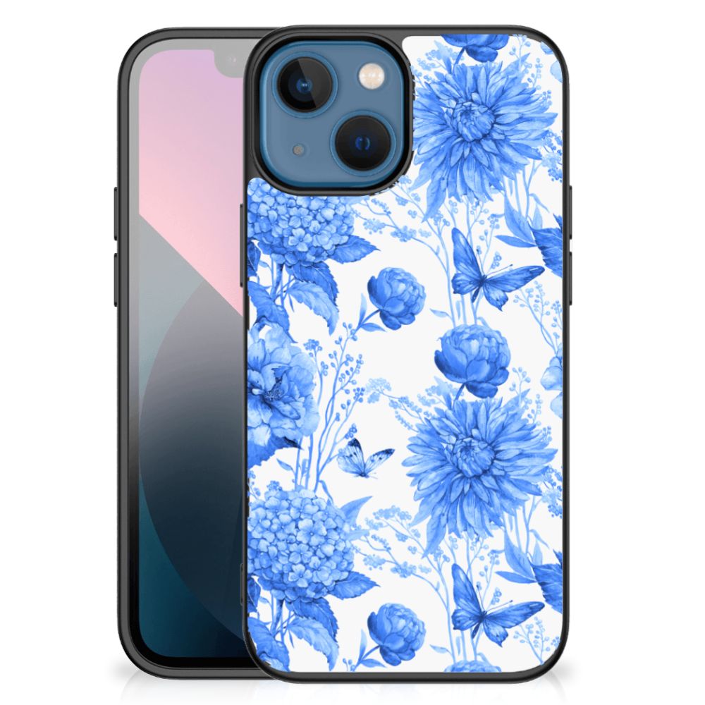 Bloemen Hoesje voor Apple iPhone 13 mini Flowers Blue