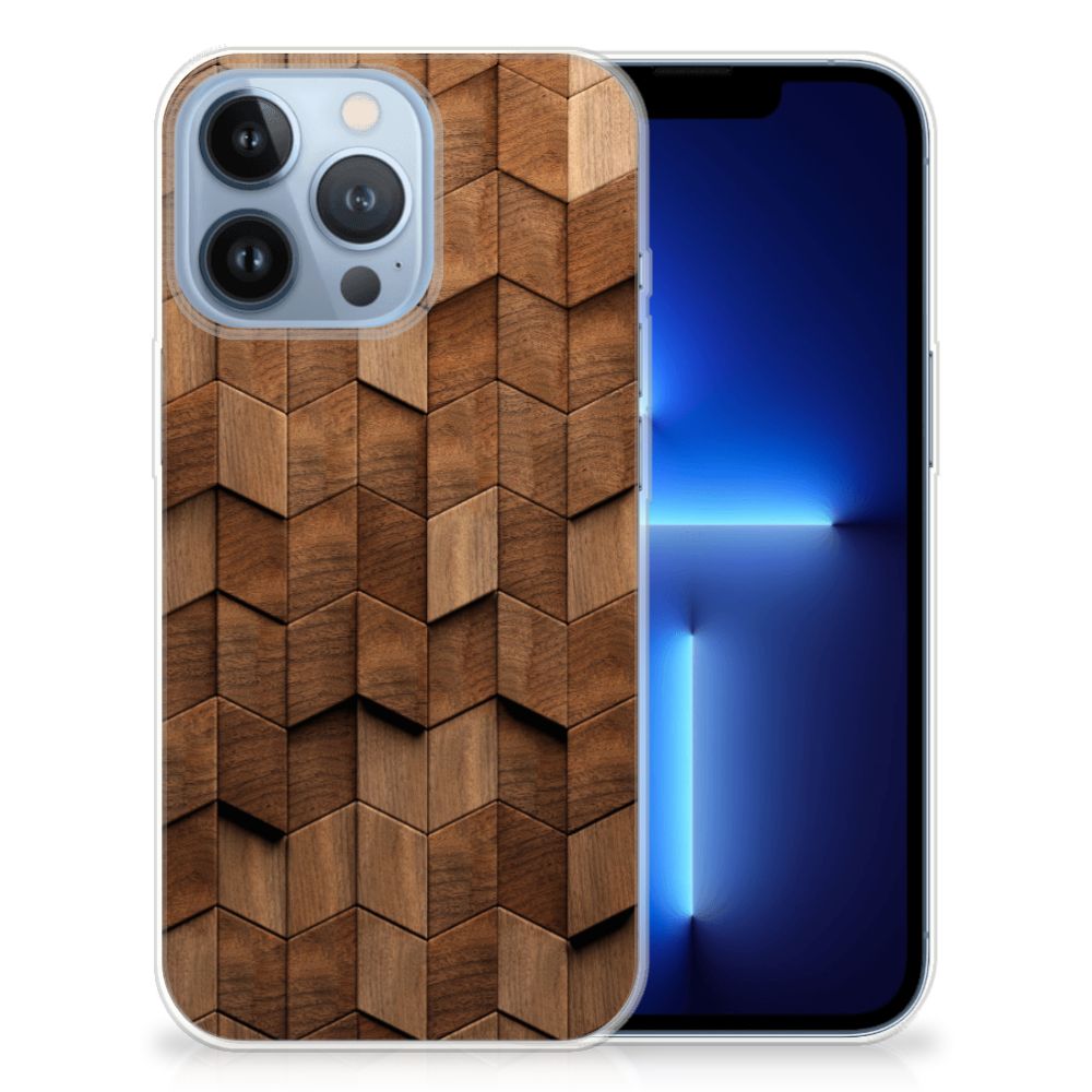 Bumper Hoesje voor Apple iPhone 13 Pro Wooden Cubes