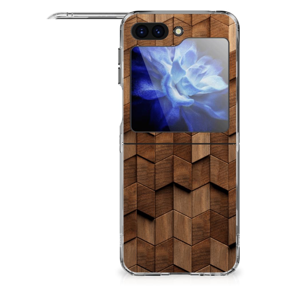 Bumper Hoesje voor Samsung Galaxy Z Flip 5 Wooden Cubes