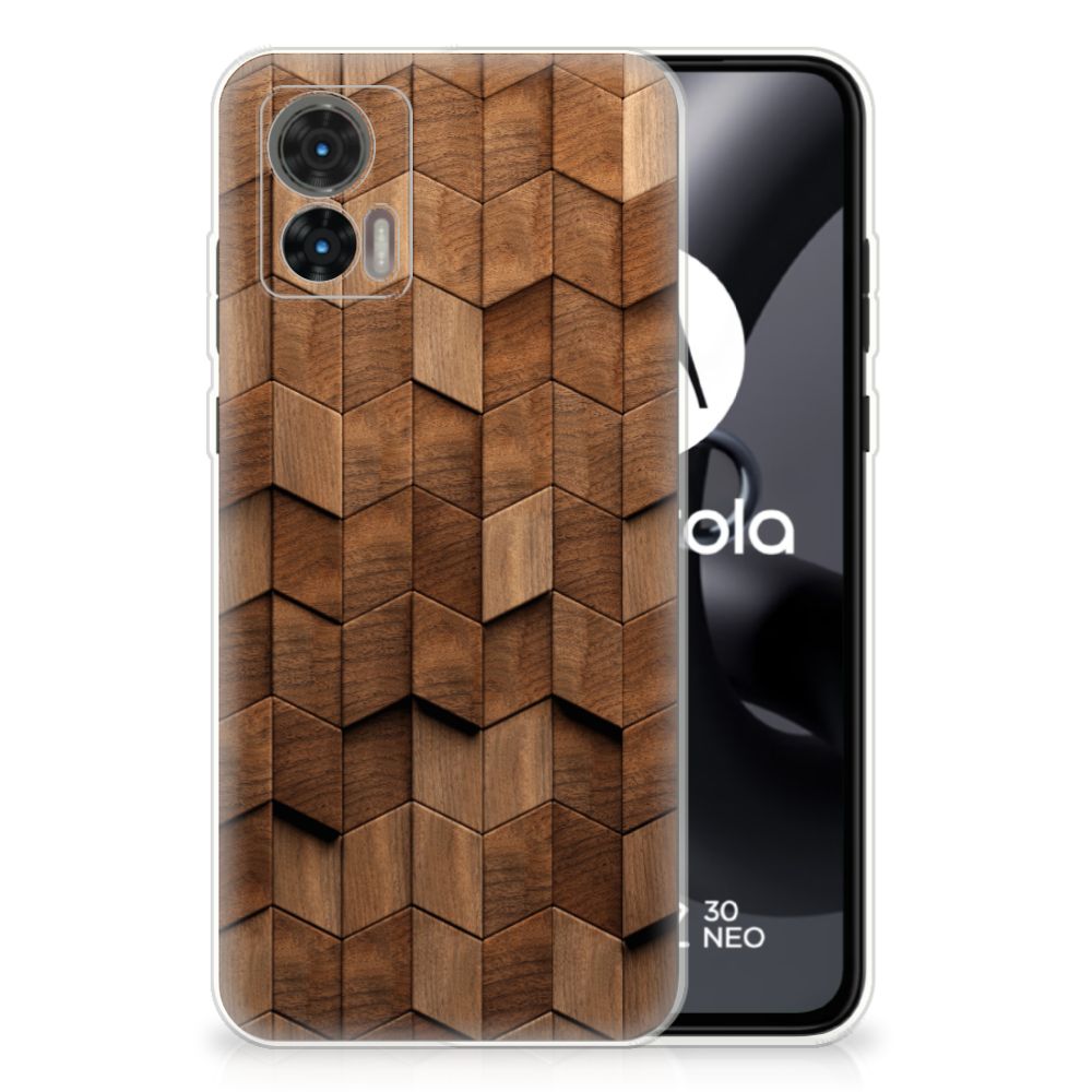 Bumper Hoesje voor Motorola Edge 30 Neo Wooden Cubes