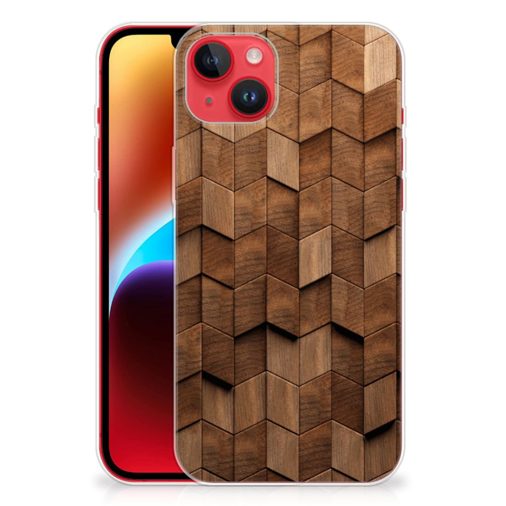 Bumper Hoesje voor iPhone 14 Plus Wooden Cubes
