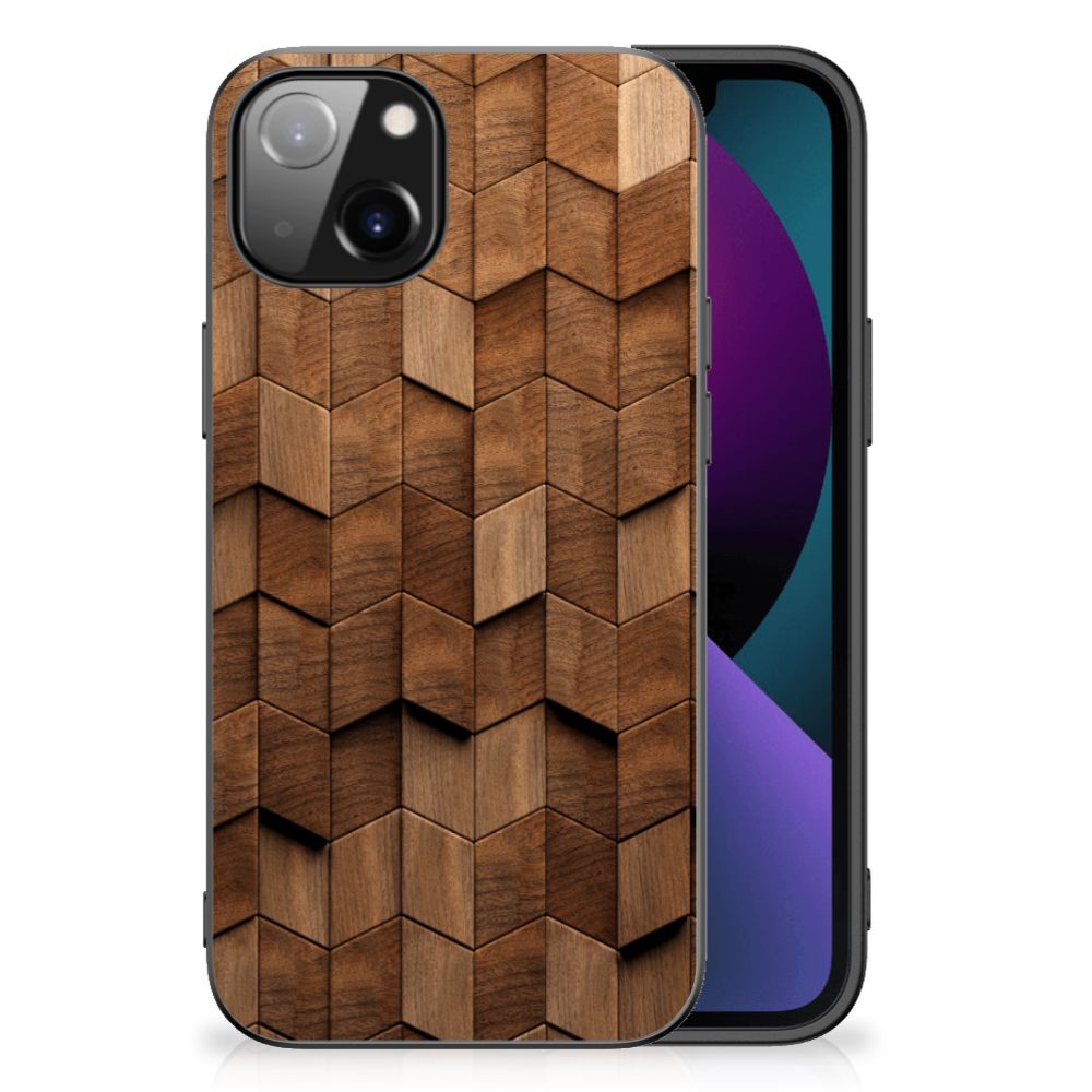 Houten Print Telefoonhoesje voor Apple iPhone 13 Wooden Cubes