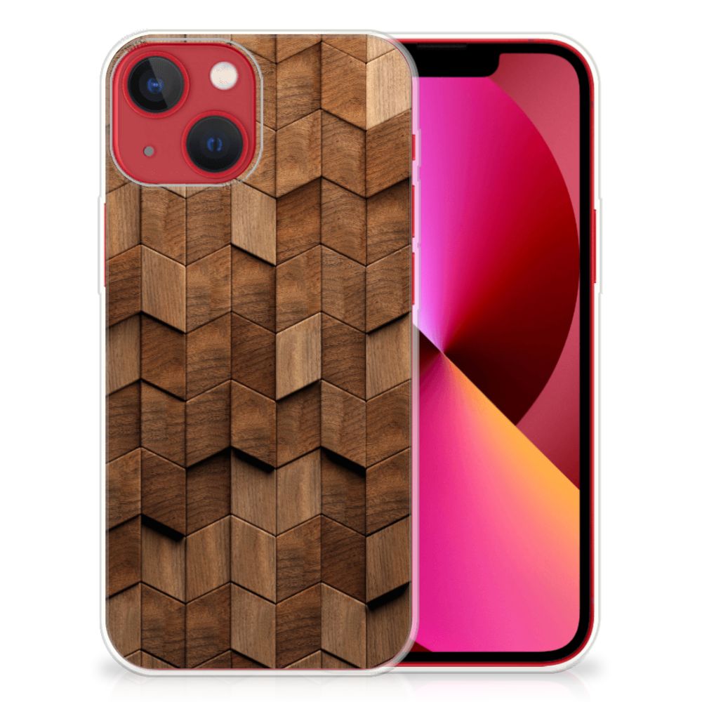 Bumper Hoesje voor Apple iPhone 13 Wooden Cubes