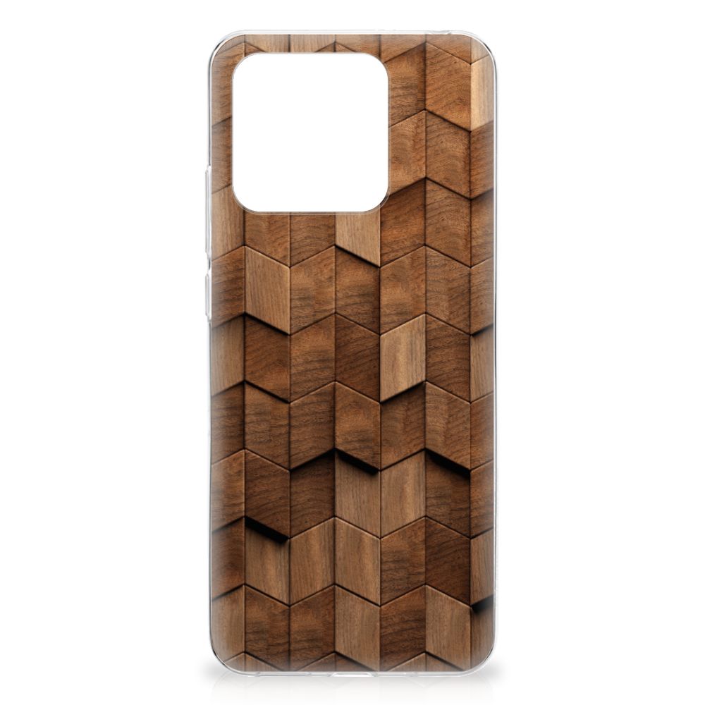 Bumper Hoesje voor Xiaomi Redmi 10C Wooden Cubes