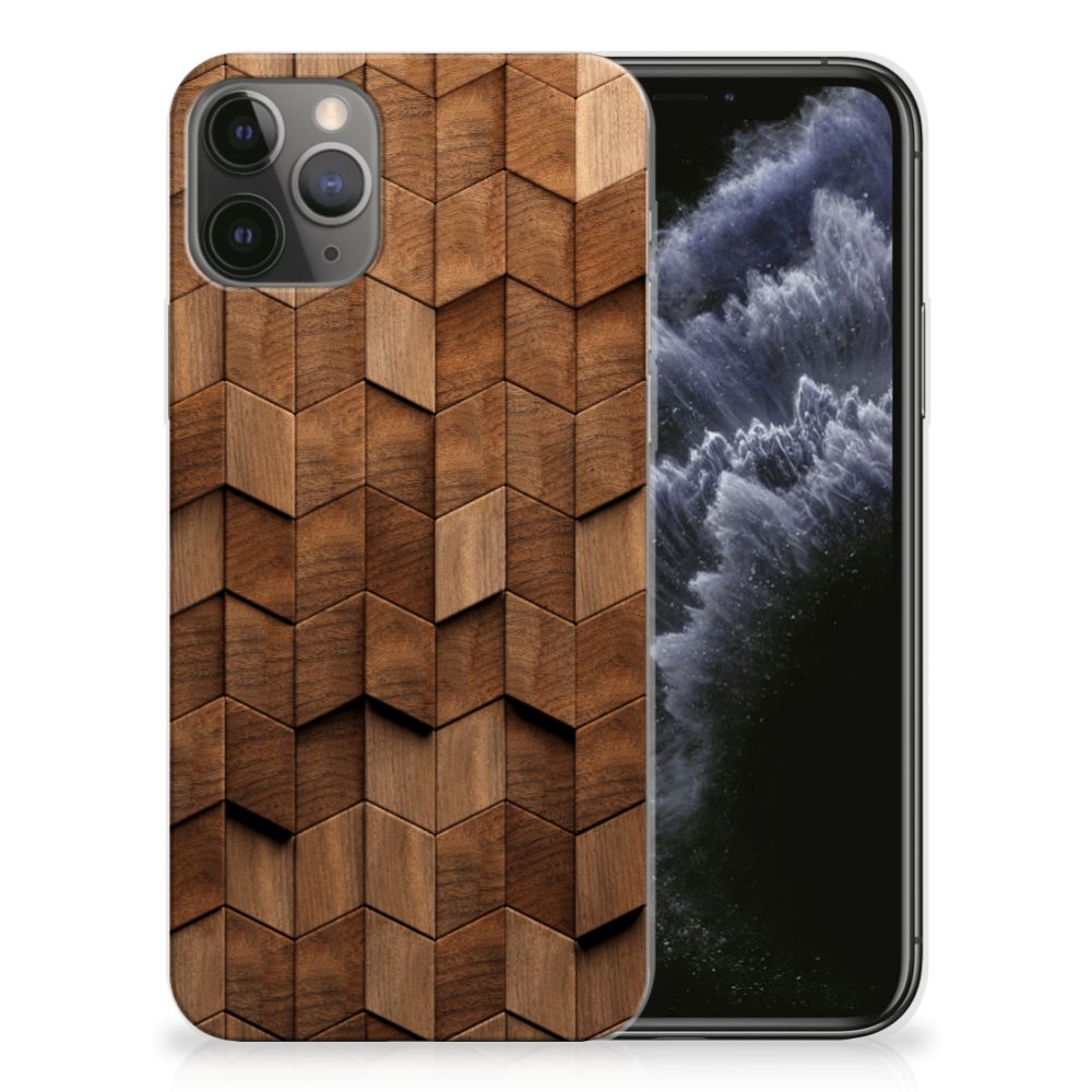Bumper Hoesje voor Apple iPhone 11 Pro Wooden Cubes