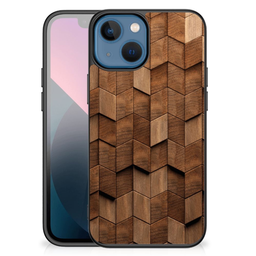 Houten Print Telefoonhoesje voor Apple iPhone 13 mini Wooden Cubes