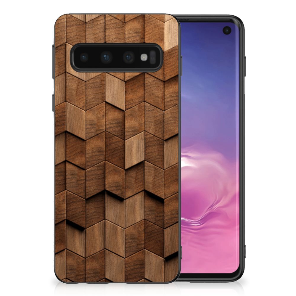 Grip Case voor Samsung Galaxy S10 Wooden Cubes