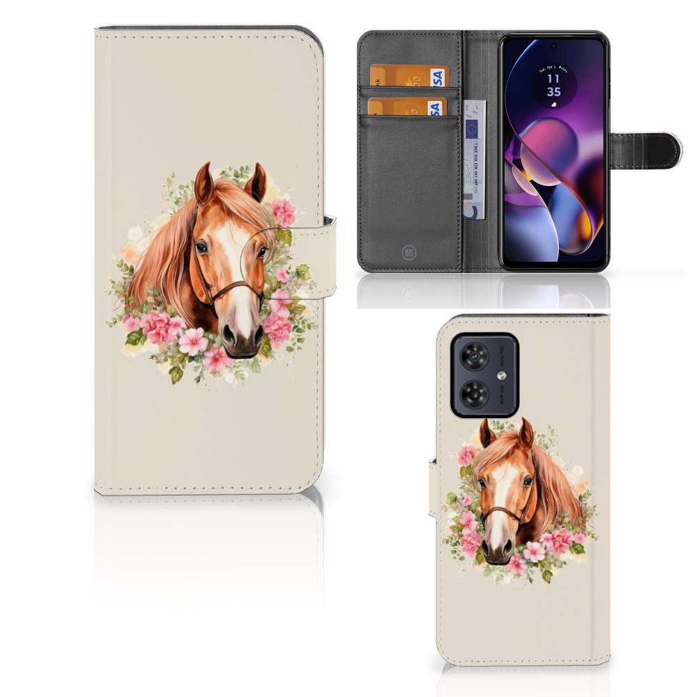 Telefoonhoesje met Pasjes voor Motorola Moto G54 Paard