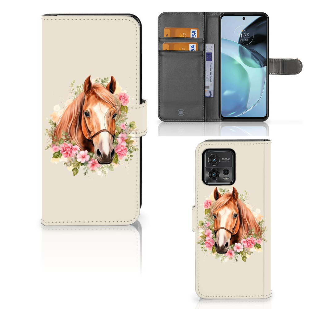 Telefoonhoesje met Pasjes voor Motorola Moto G72 Paard