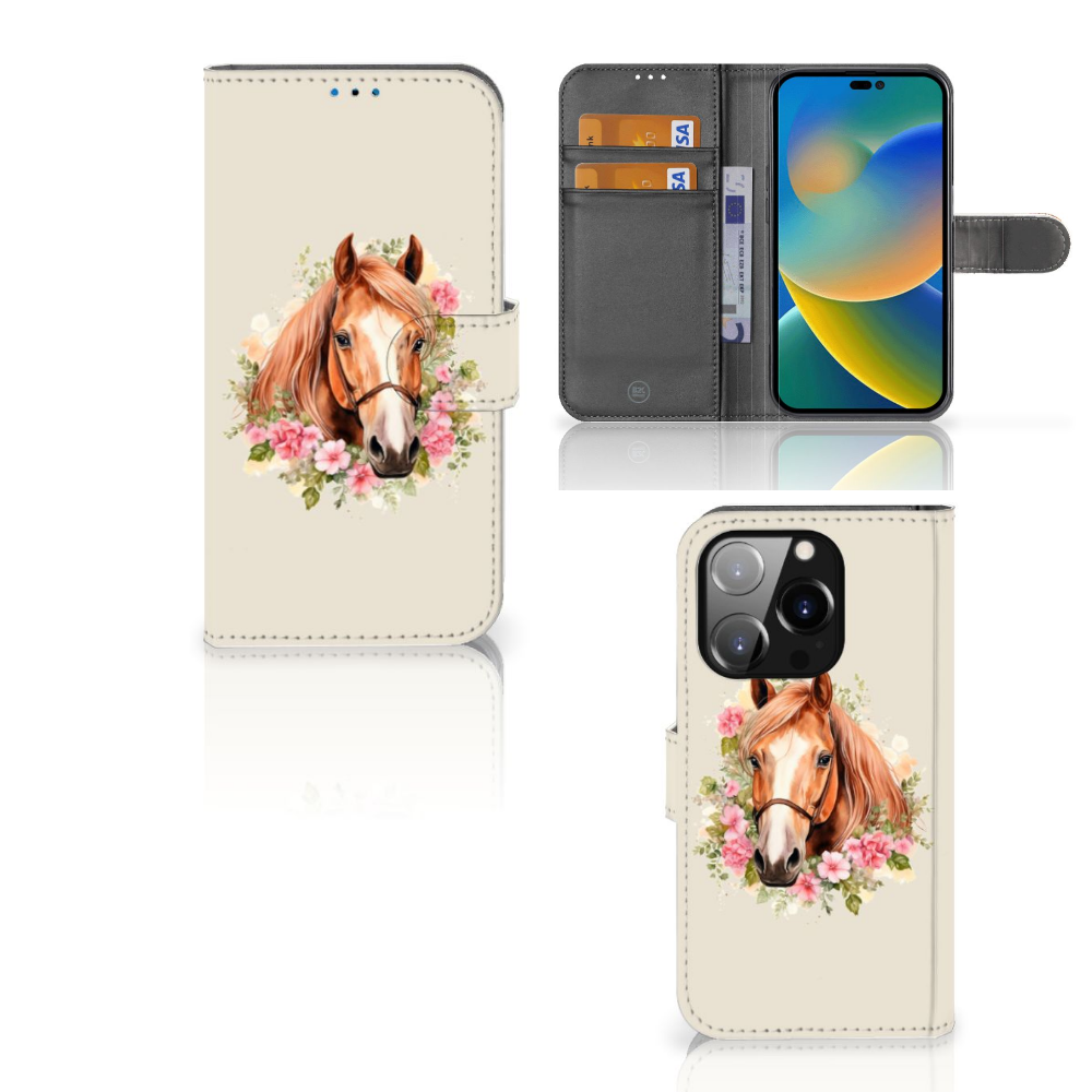 Telefoonhoesje met Pasjes voor iPhone 14 Pro Paard